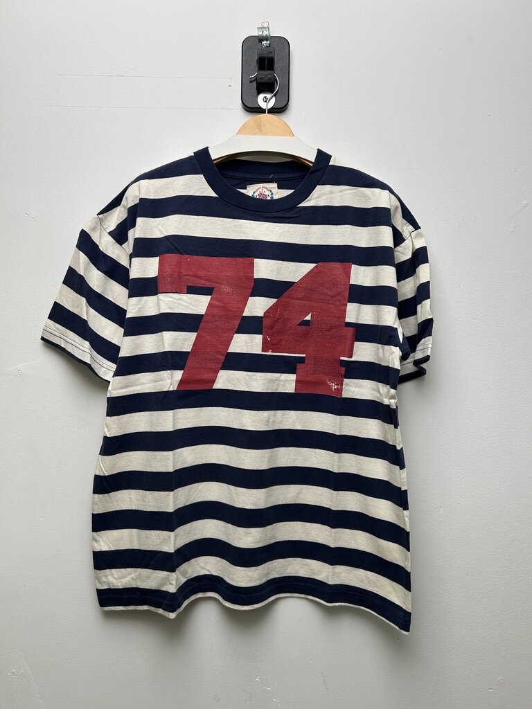 New 74 Is War Navy White Stripie Shirt sz.S