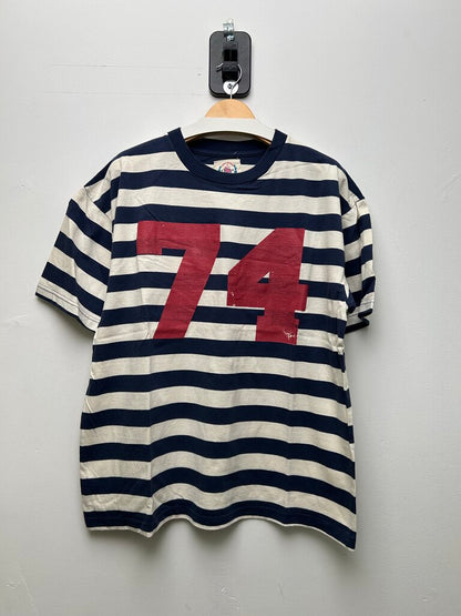 New 74 Is War Navy White Stripie Shirt sz.S