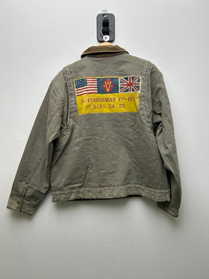 New 74 Is War Olive Rugby Sport Jacket sz.S