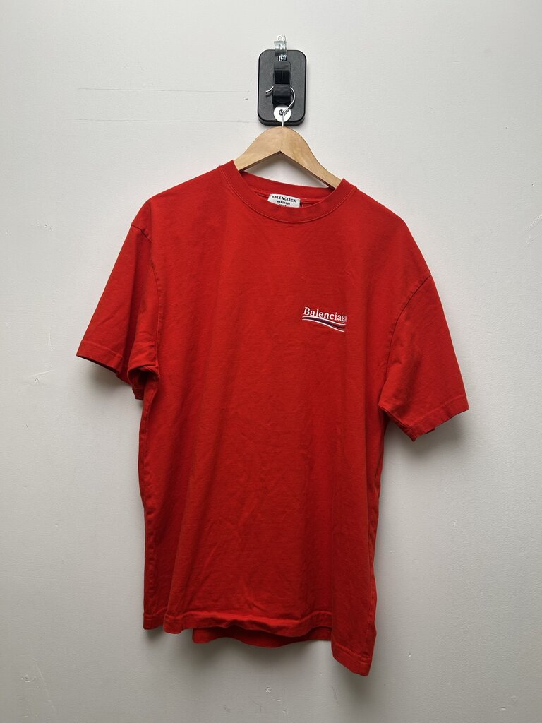 Preowned Balenciaga Red Campaign Tee Size