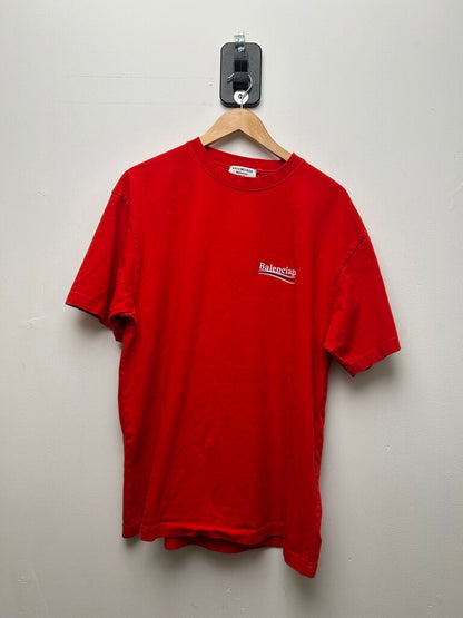 Preowned Balenciaga Red Campaign Tee Size