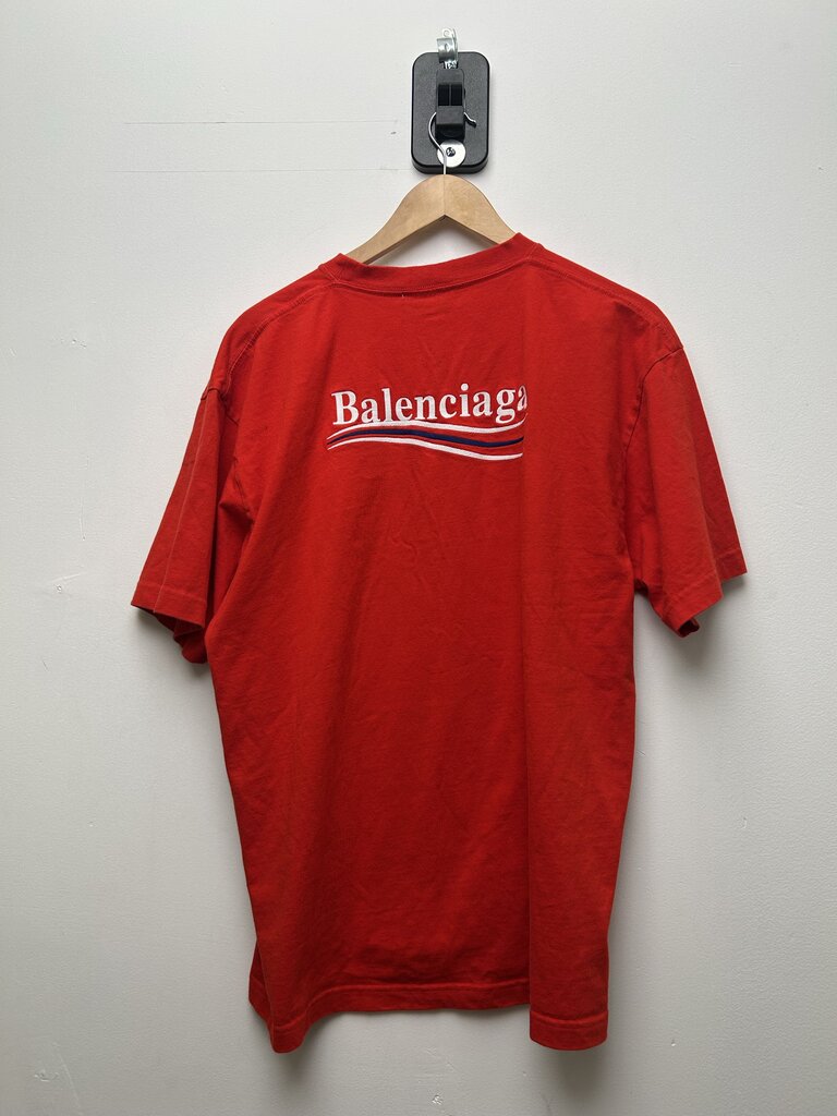 Preowned Balenciaga Red Campaign Tee Size
