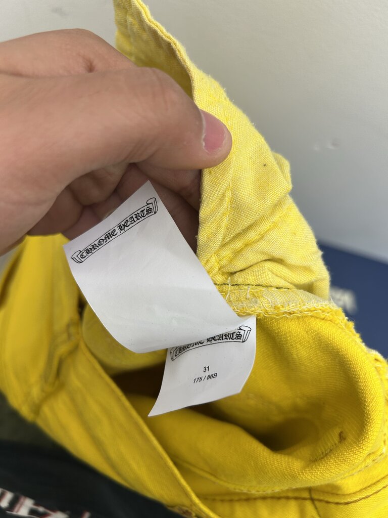 Preowned Chrome Hearts Yellow Patch Denim Size 32