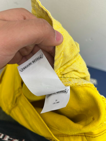 Preowned Chrome Hearts Yellow Patch Denim Size 32