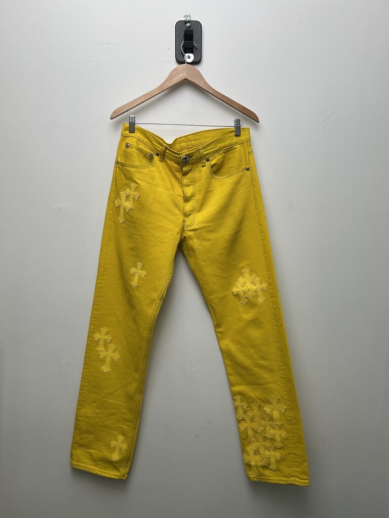 Preowned Chrome Hearts Yellow Patch Denim Size 32