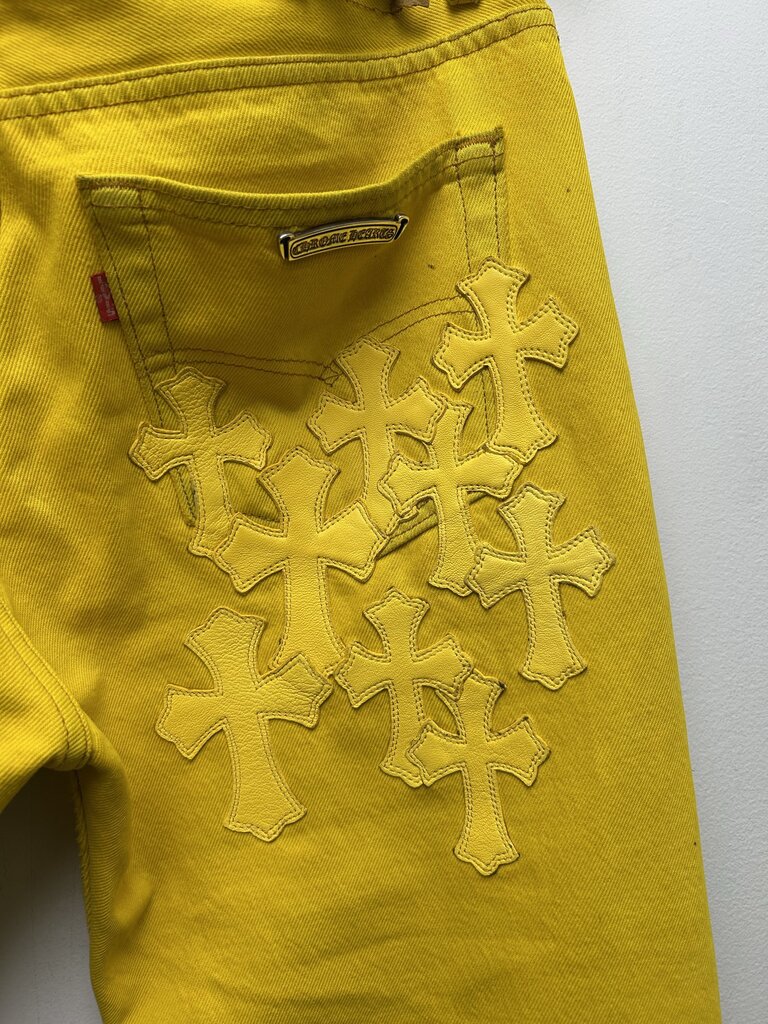 Preowned Chrome Hearts Yellow Patch Denim Size 32