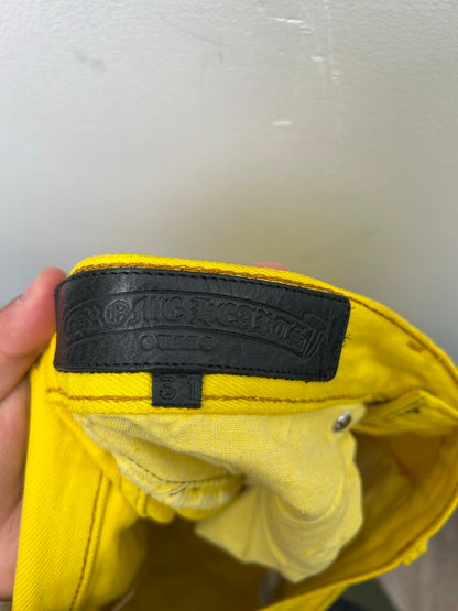 Preowned Chrome Hearts Yellow Patch Denim Size 32