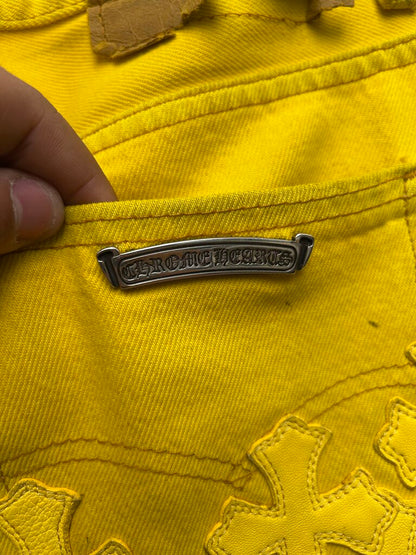 Preowned Chrome Hearts Yellow Patch Denim Size 32