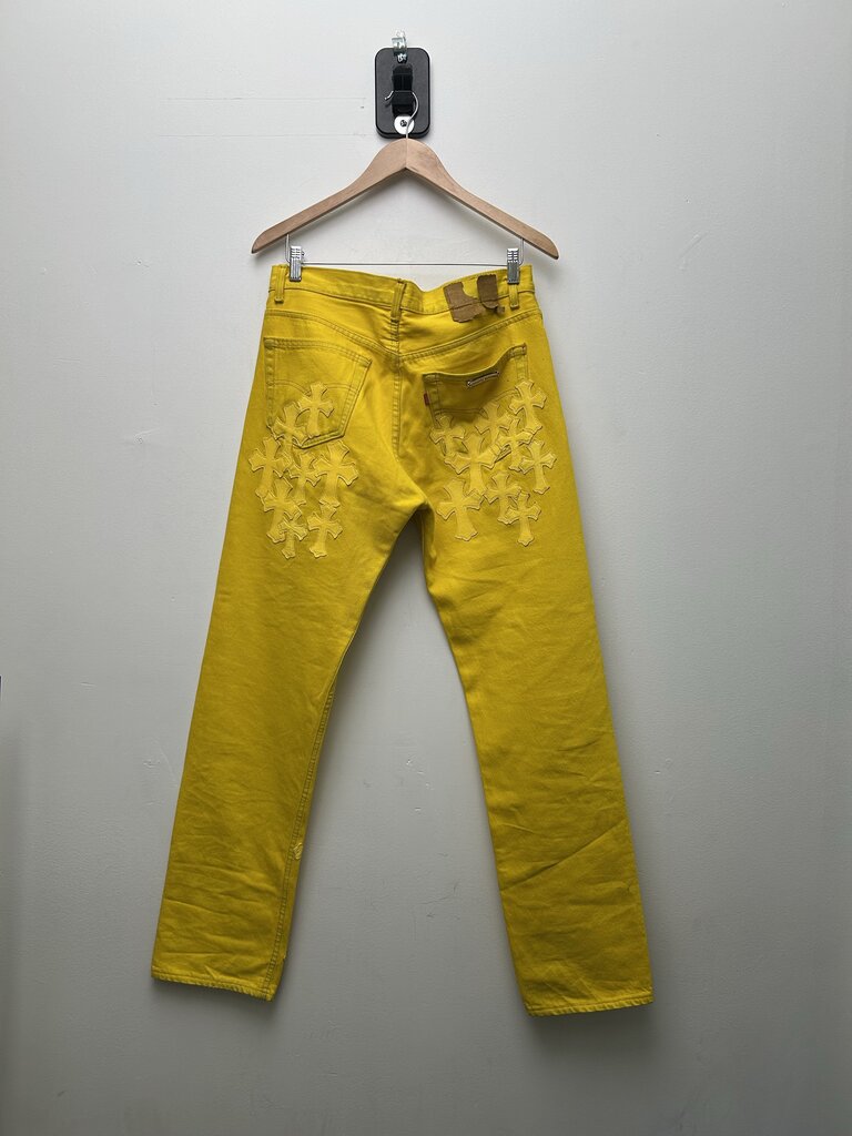 Preowned Chrome Hearts Yellow Patch Denim Size 32