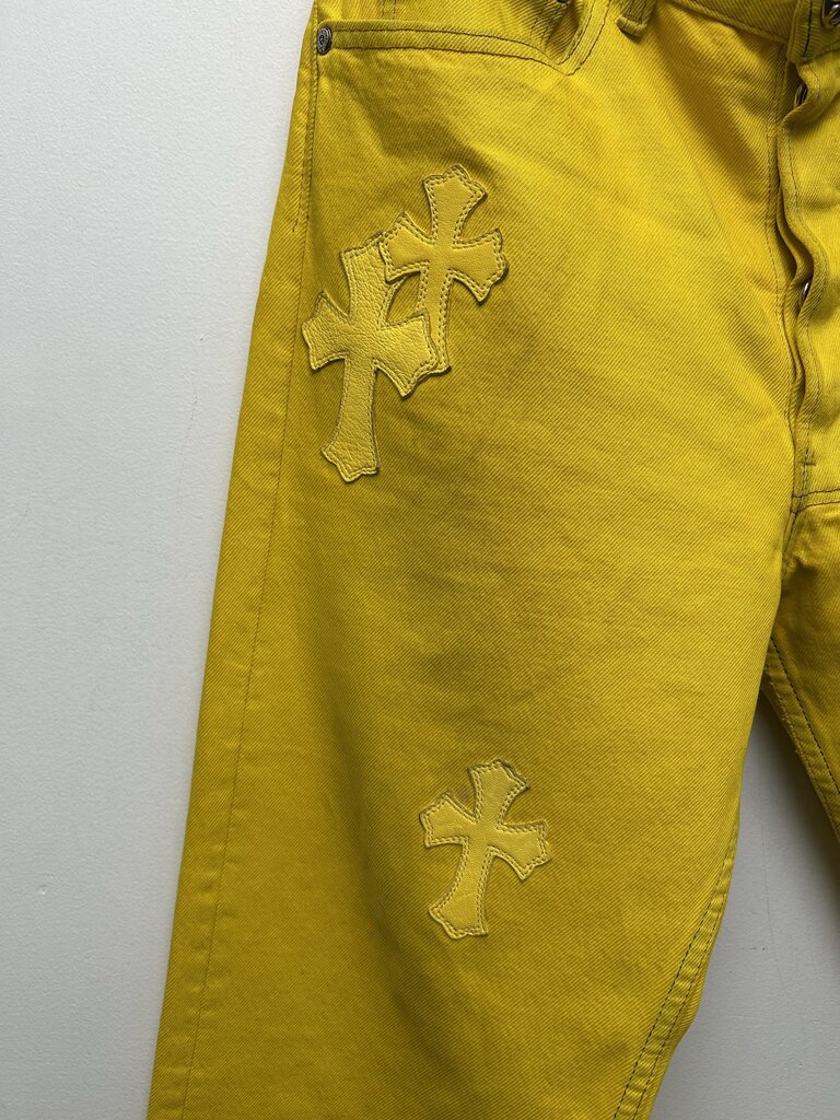Preowned Chrome Hearts Yellow Patch Denim Size 32