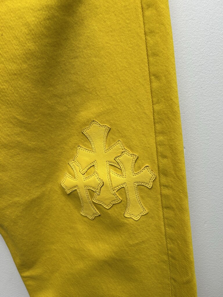 Preowned Chrome Hearts Yellow Patch Denim Size 32