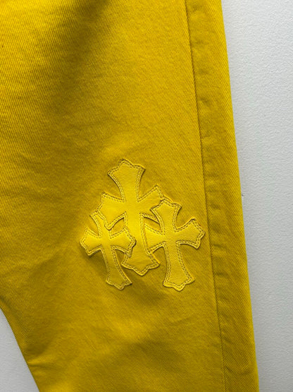 Preowned Chrome Hearts Yellow Patch Denim Size 32