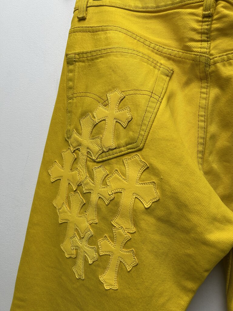 Preowned Chrome Hearts Yellow Patch Denim Size 32