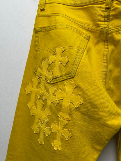 Preowned Chrome Hearts Yellow Patch Denim Size 32