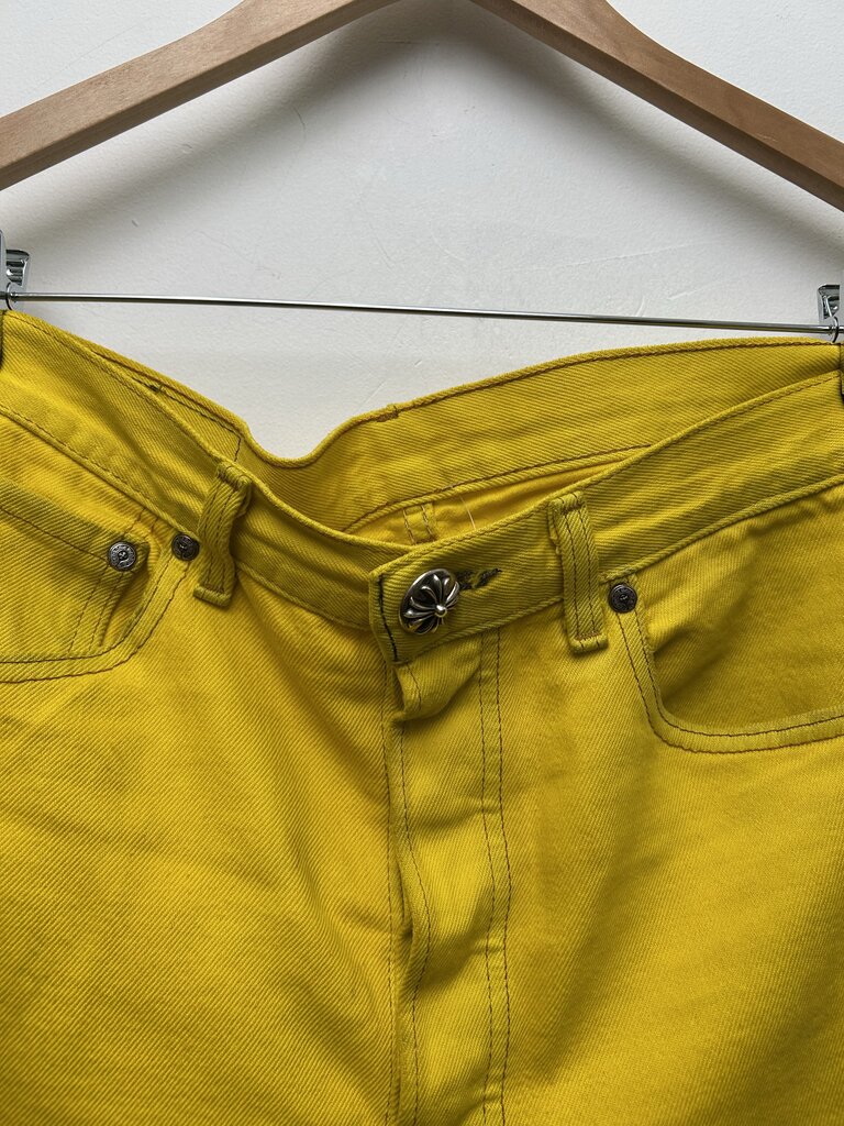 Preowned Chrome Hearts Yellow Patch Denim Size 32