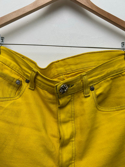 Preowned Chrome Hearts Yellow Patch Denim Size 32