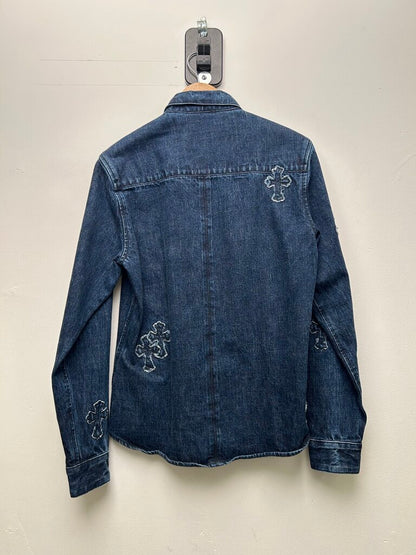Chrome Heart Denim Patch Denim Button Up size S