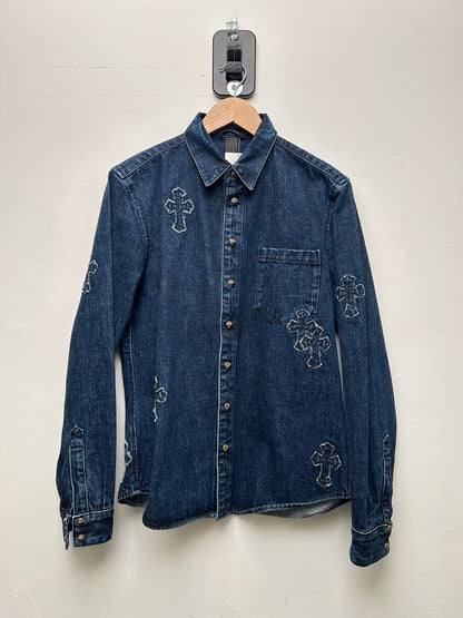 Chrome Heart Denim Patch Denim Button Up size S