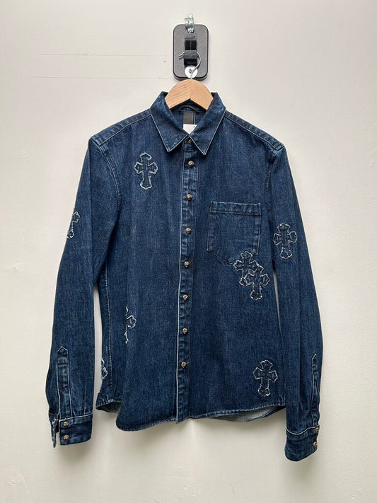 Chrome Heart Denim Patch Denim Button Up size S
