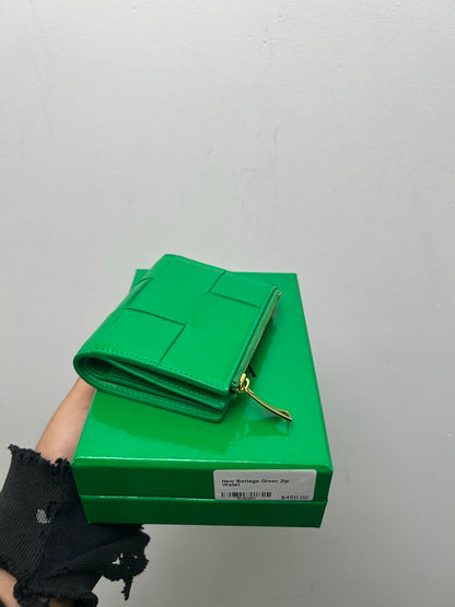 New Bottega Green Zip Wallet
