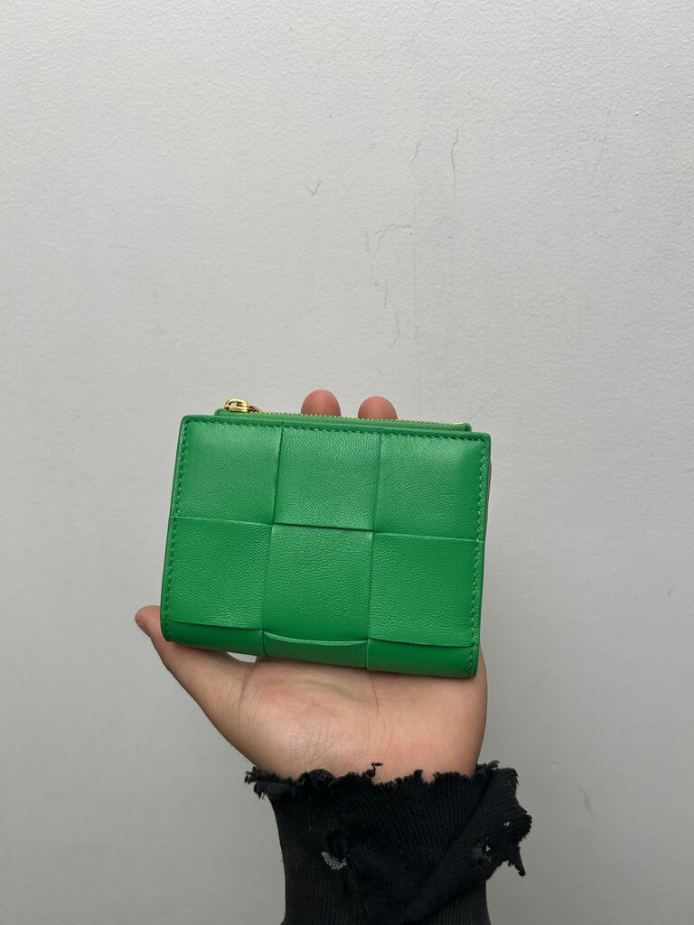 New Bottega Green Zip Wallet