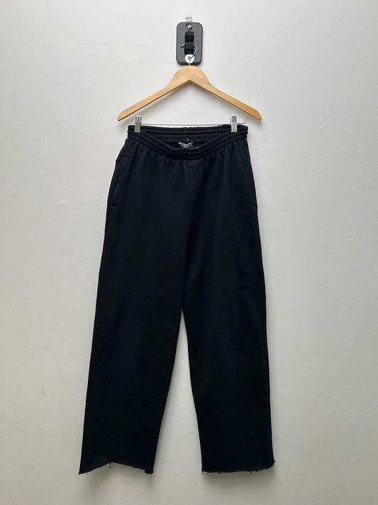 Preowned Balenciaga Small Logo Black Open Hem Sweatpants XS