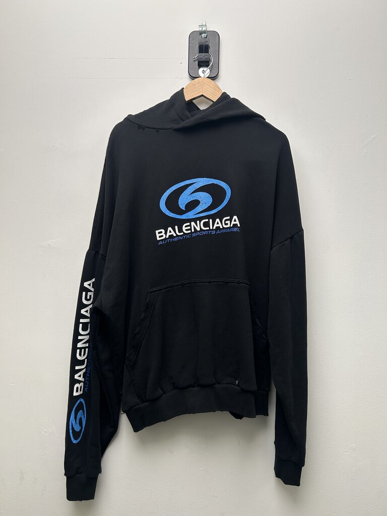 Preowned Balenciaga Black Blue Sports Apparel Hoodie Size 3