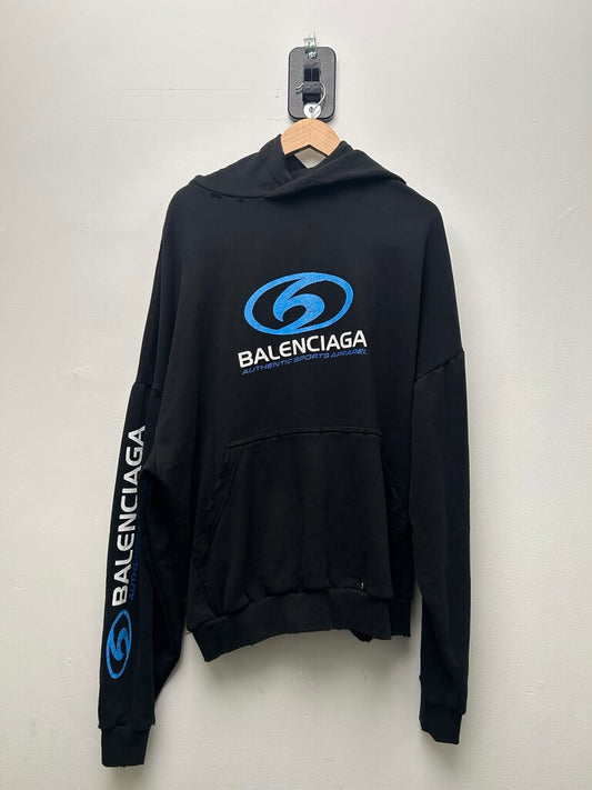 Preowned Balenciaga Black Blue Sports Apparel Hoodie Size 3