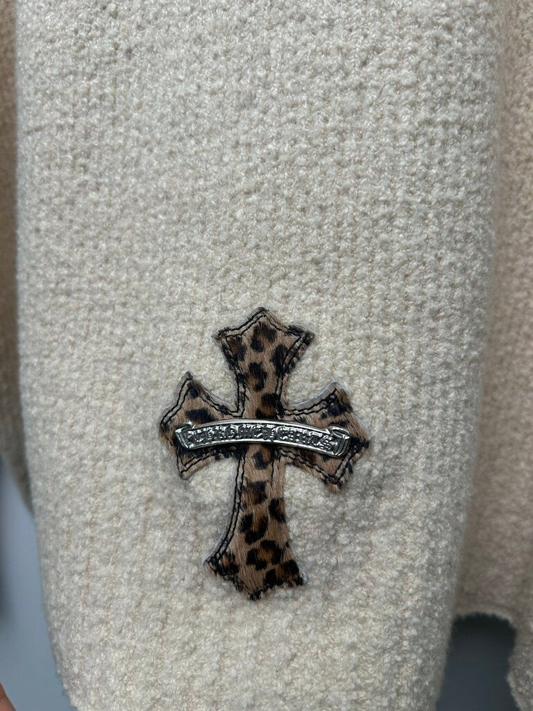 Chrome Hearts Cream Cashmere Cheetah Patch Hoodie Size M/L