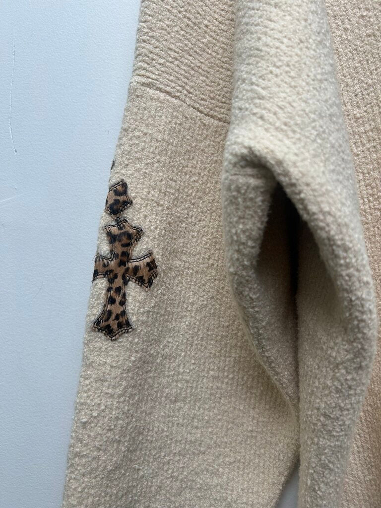 Chrome Hearts Cream Cashmere Cheetah Patch Hoodie Size M/L