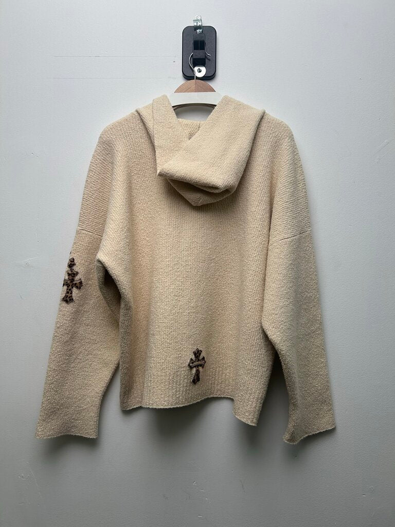Chrome Hearts Cream Cashmere Cheetah Patch Hoodie Size M/L