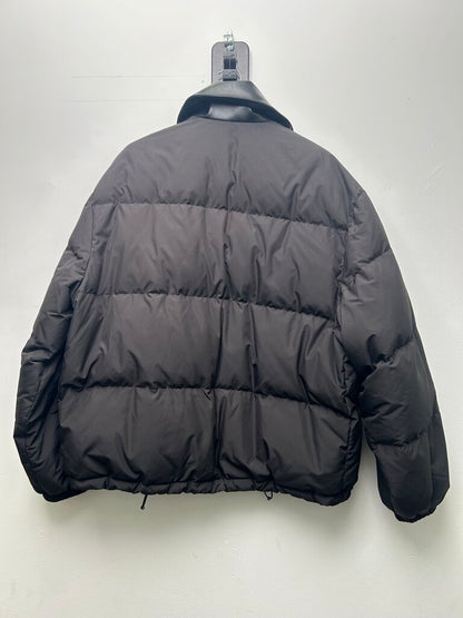 Miu Miu Black Leather Collar Puffer Jacket size XL/2XL