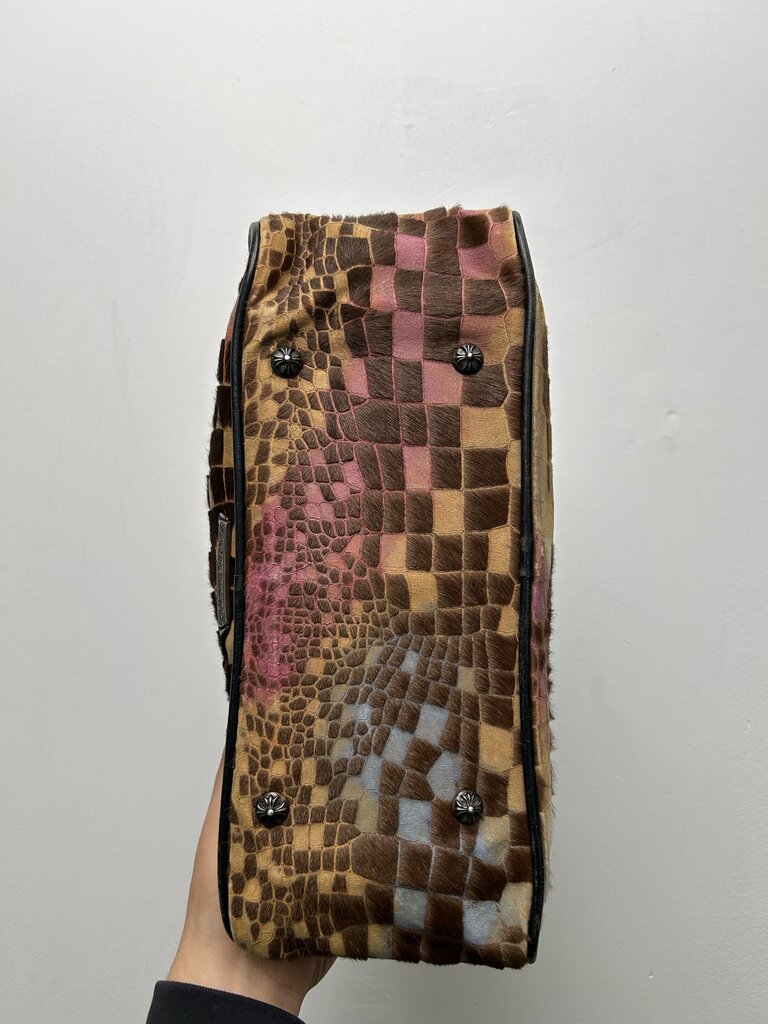Preowned Chrome Heart Bowling Bag Disco Giraffe Print