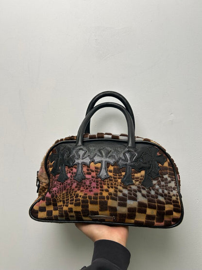 Preowned Chrome Heart Bowling Bag Disco Giraffe Print