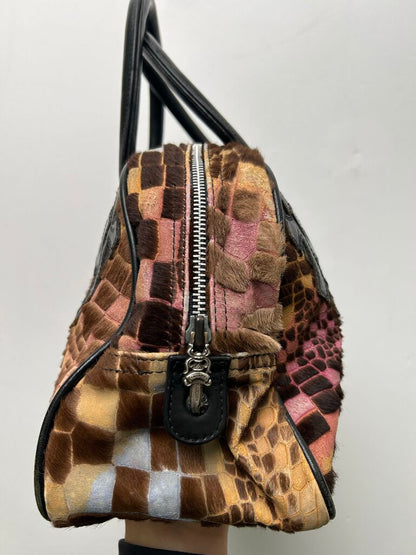 Preowned Chrome Heart Bowling Bag Disco Giraffe Print