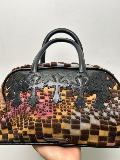 Preowned Chrome Heart Bowling Bag Disco Giraffe Print