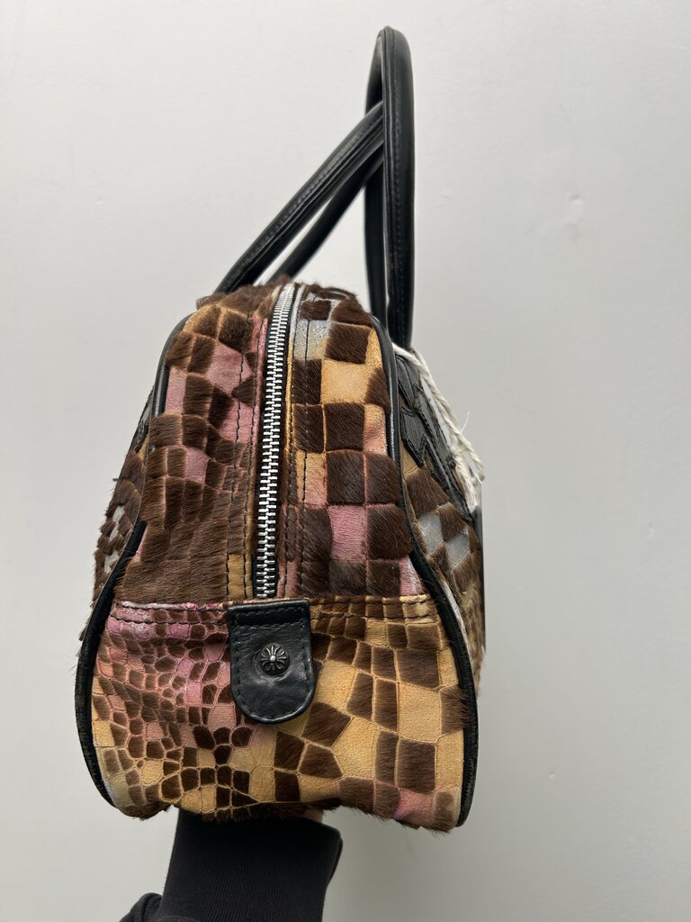 Preowned Chrome Heart Bowling Bag Disco Giraffe Print