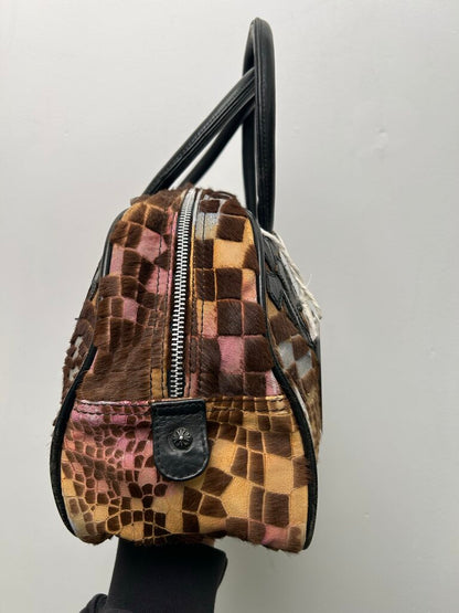 Preowned Chrome Heart Bowling Bag Disco Giraffe Print