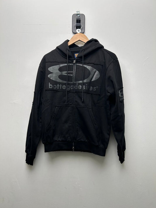 New Bottega Desires Forever Logo Grey Black Zip Up Hoodie size L