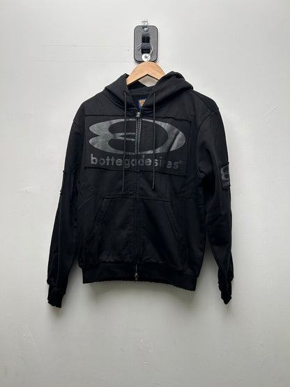 New Bottega Desires Forever Logo Black Zip Up Hoodie size L