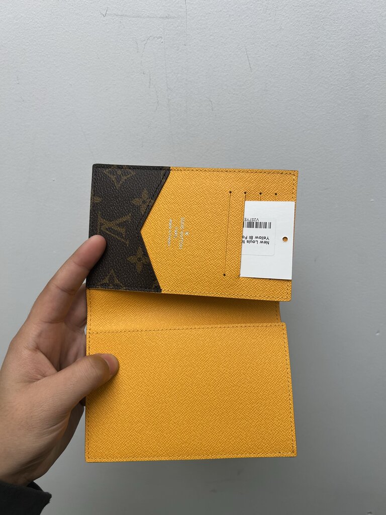New Louis Monogram Brown Yellow Bi Fold Wallet