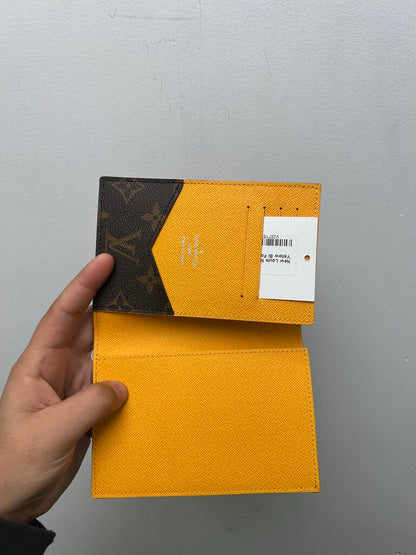 New Louis Monogram Brown Yellow Bi Fold Wallet
