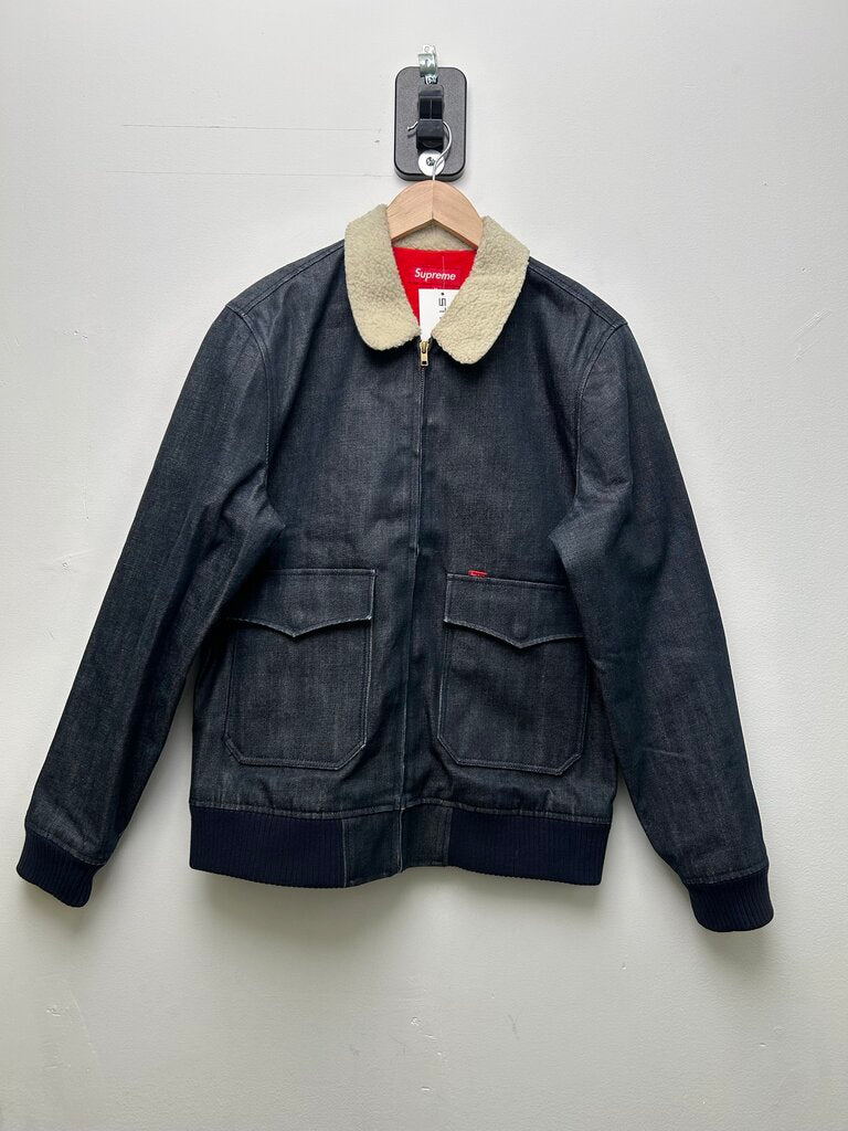 Preowned Supreme Raw Denim Zip Jacket Size Medium