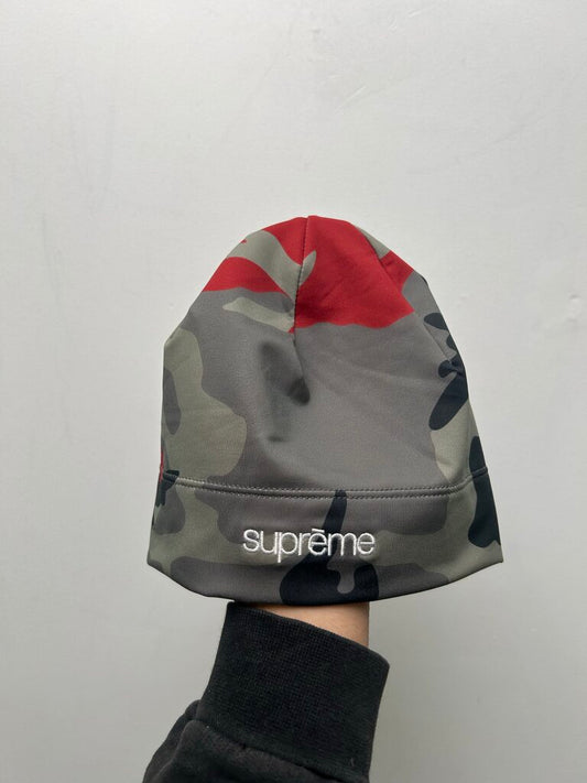 New Supreme Red Camo Base Layer Beanie