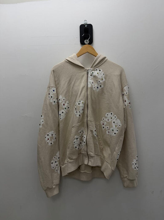 Preowned Denim Tears Cream Rhinestone Zip sz.XL