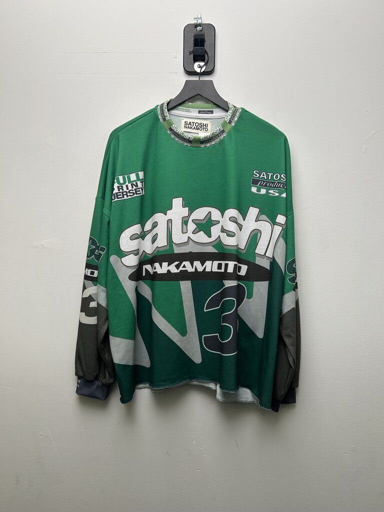 Preowned Satoshi Nakamoto Green Mesh Jersey SzL