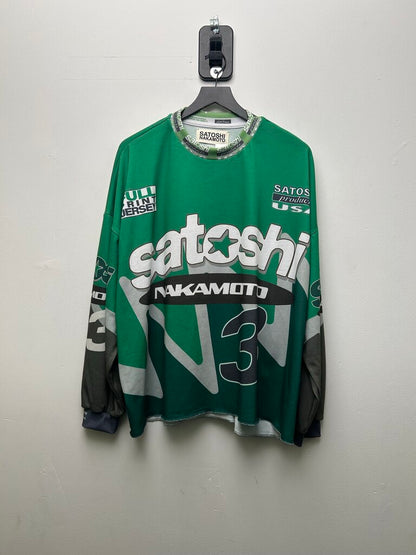 Preowned Satoshi Nakamoto Green Mesh Jersey SzL