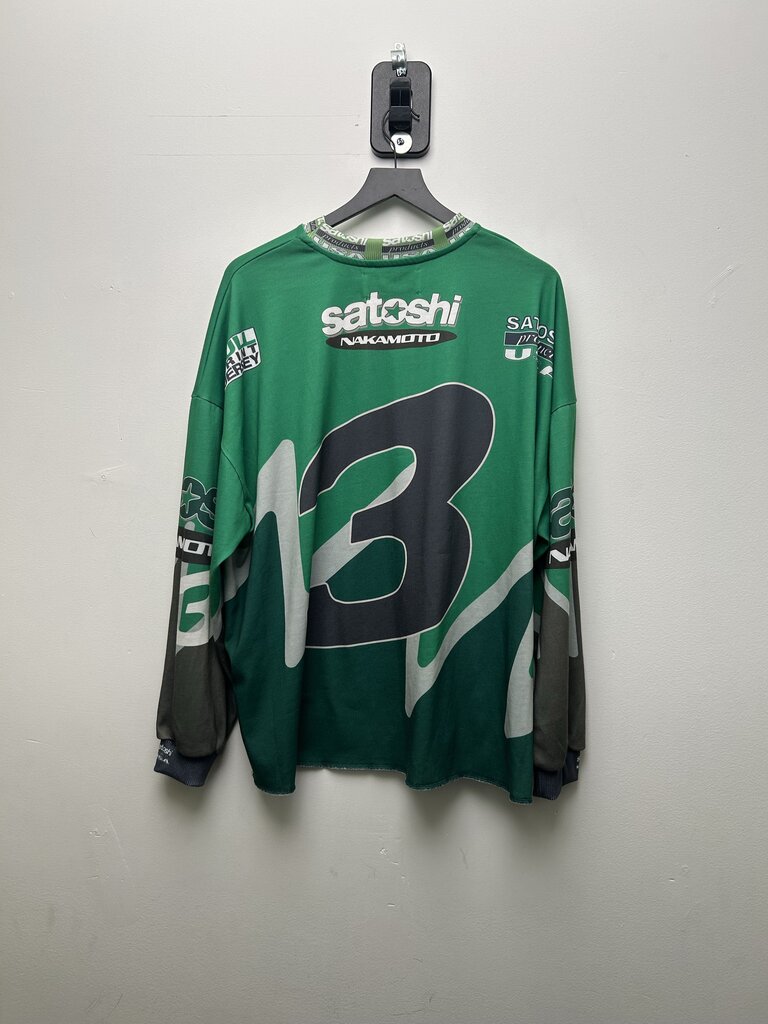 Preowned Satoshi Nakamoto Green Mesh Jersey SzL