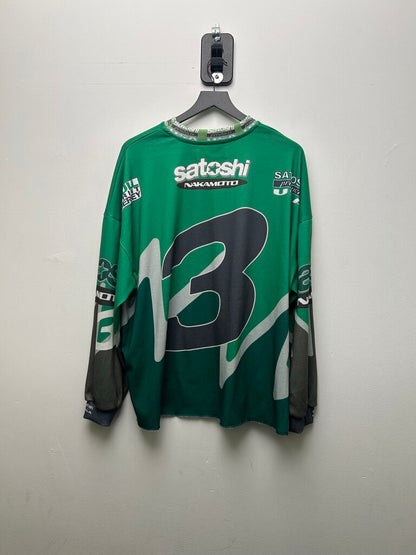 Preowned Satoshi Nakamoto Green Mesh Jersey SzL