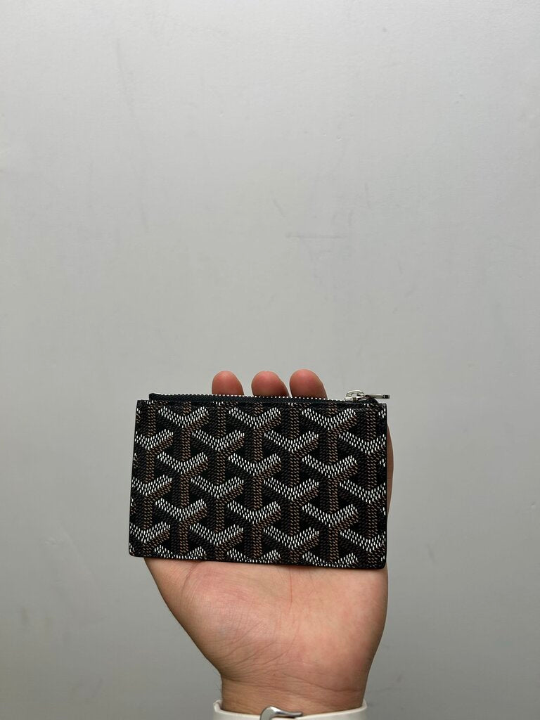 New Goyard Bourbon Black Zip Card Holder